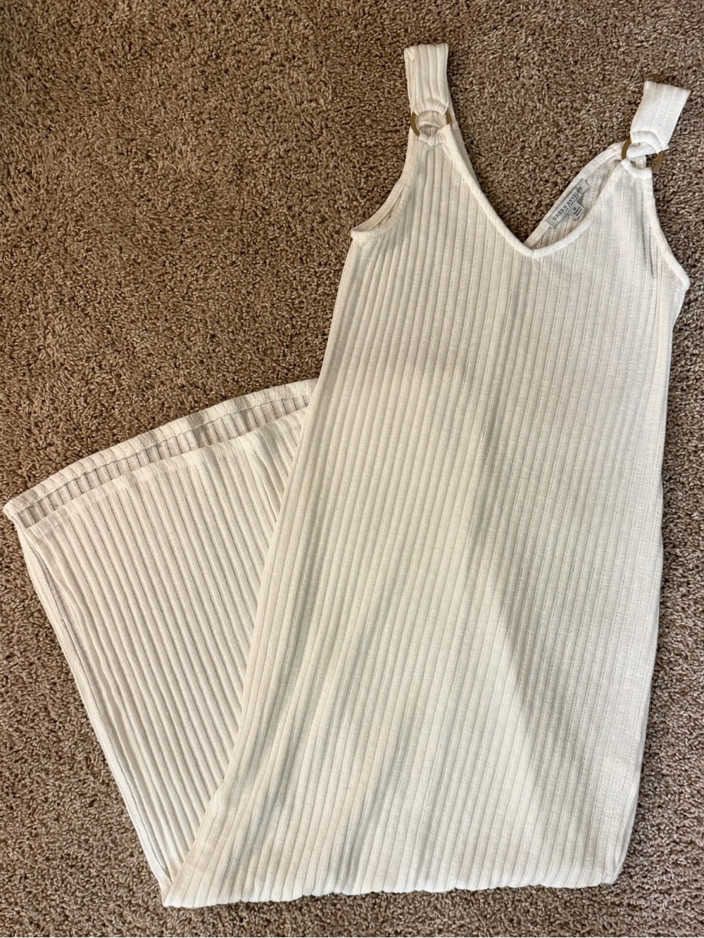 Green Envelope Ribbed V-Neck Sleep Maxi — Cream